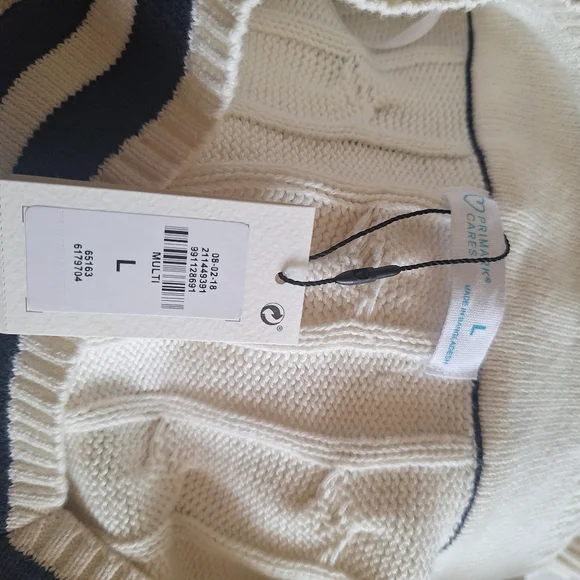 Primark Cream and Black V-Neck Cable Sweater Size L- New With Tags - Picture 7 of 10